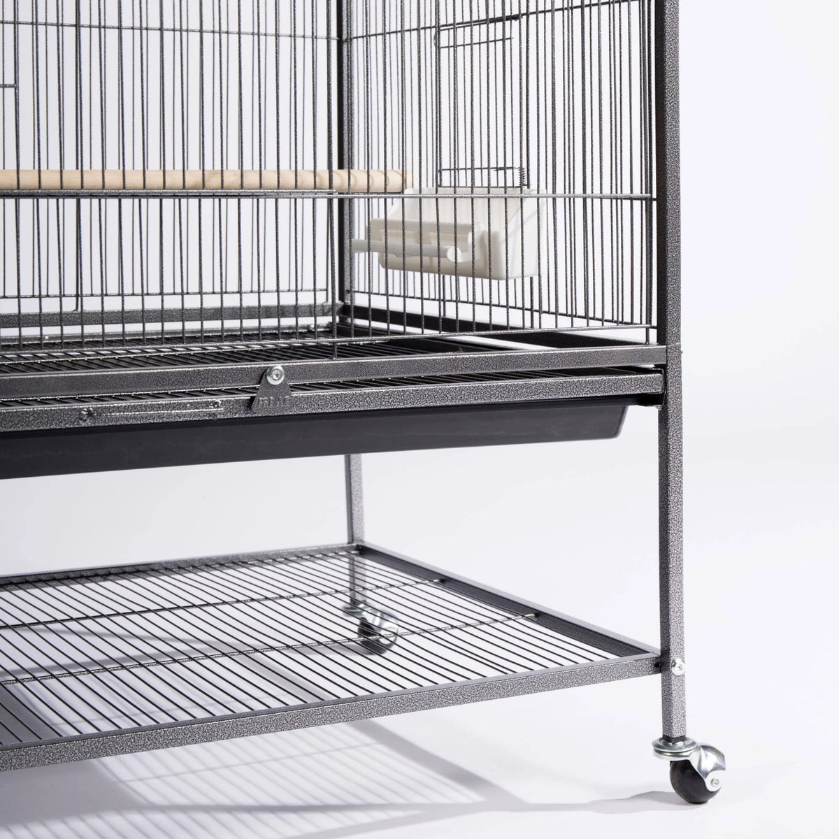Wrought Iron Flight Cage With Stand, Black L784