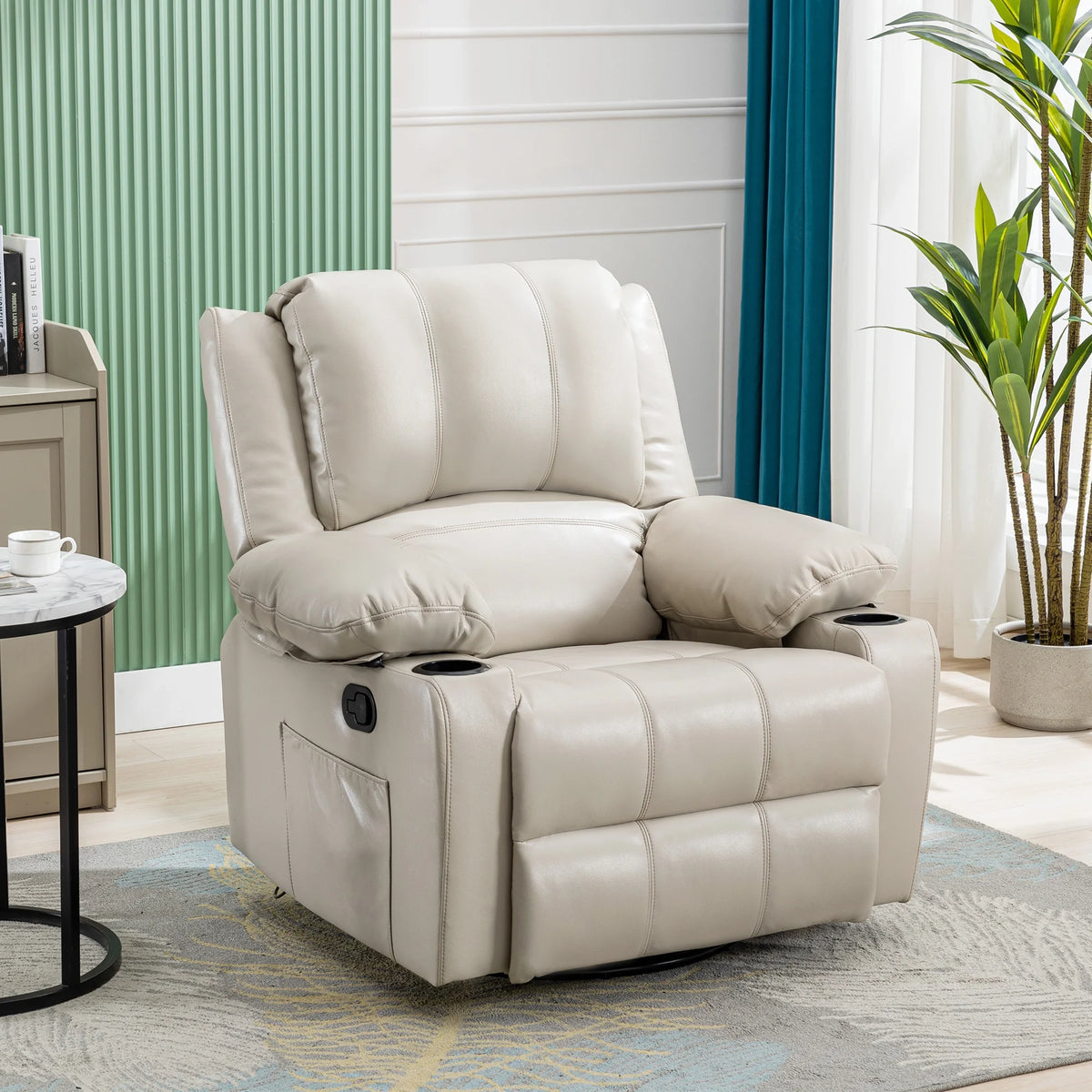 38.19" Wide Manual Swivel Rocker Recliner Chair with Massager and Heat P19712