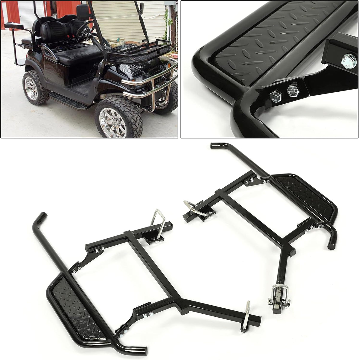 Black Steel Running Boards Set of 2 Side Step Rails B158