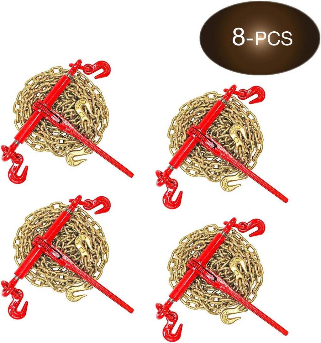 5/16” Grade 70 Chain and Load Binder Kit with 4 Binders and 4 Chains T2864