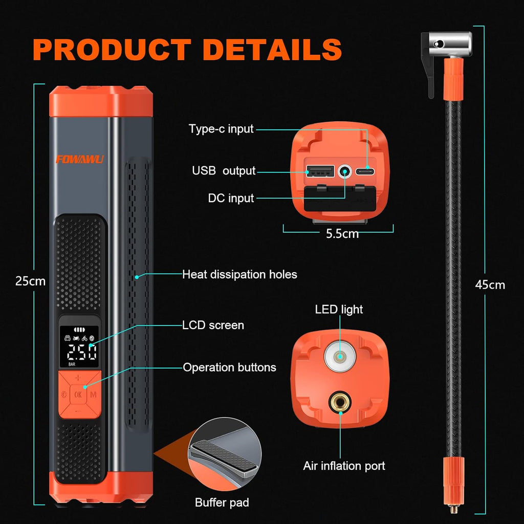 6000mAh 150PSI Tire Inflator Portable Air Compressor with LCD V40314