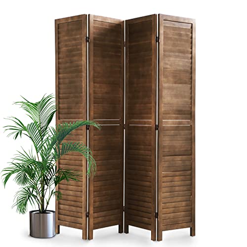 4 Panel 5.75FT Wooden Folding Room Divider W708874