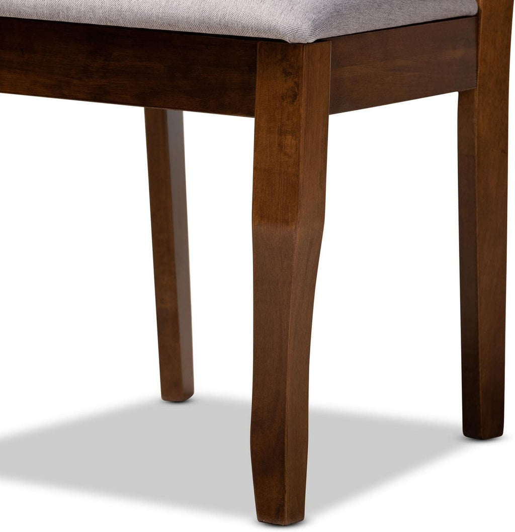 Grey Fabric Upholstered Walnut Brown Wood 4-Piece Dining Chair Set P207