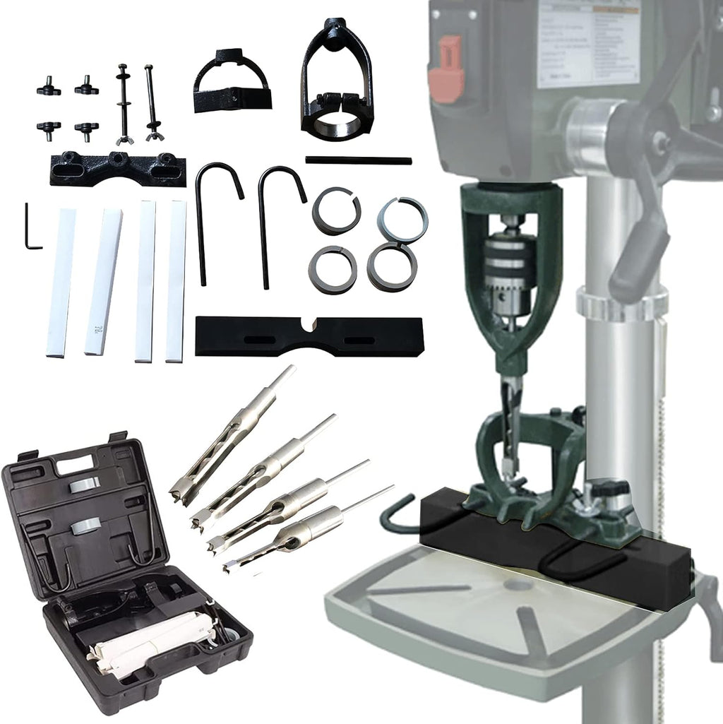 Bench Drill Locator Set, Square Hole Chisel Drilling Machine Woodworking Mortiser Location Tool, Mortising Attachment Kit D6186