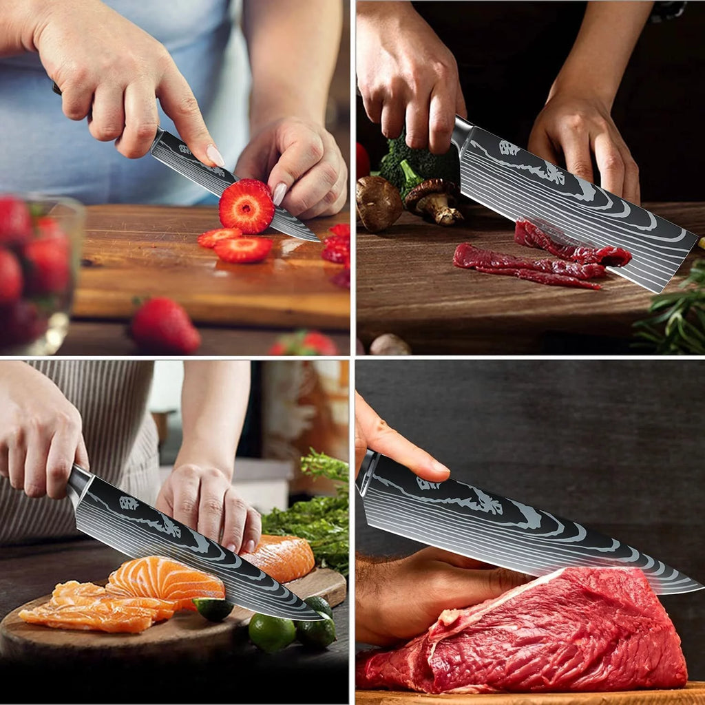 8 Pieces 3.5-8 Inch 440A Stainless Steel Kitchen Chef Knife Set A615129