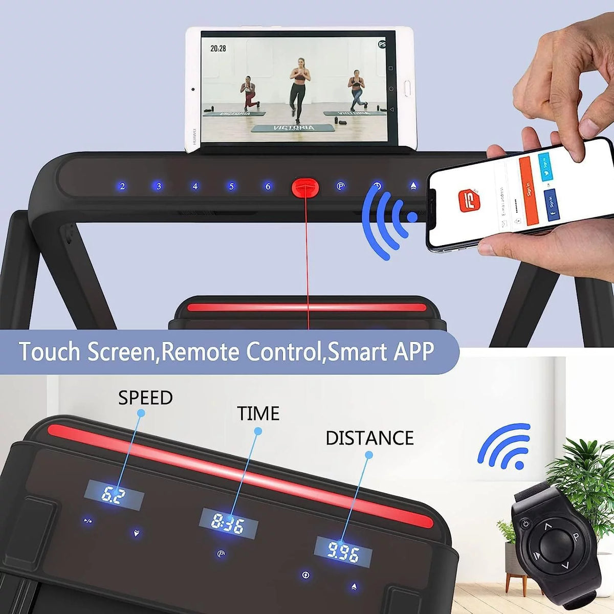 2 in 1 Folding Portable Under Desk Treadmill with Remote Control V837