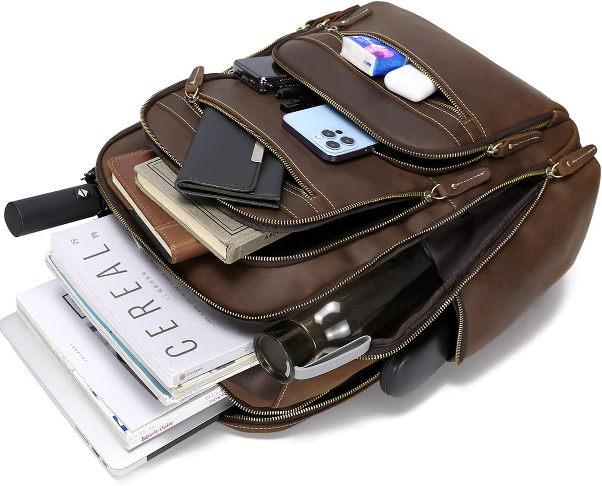 Genuine Leather 18 inch Laptop Backpack K52290