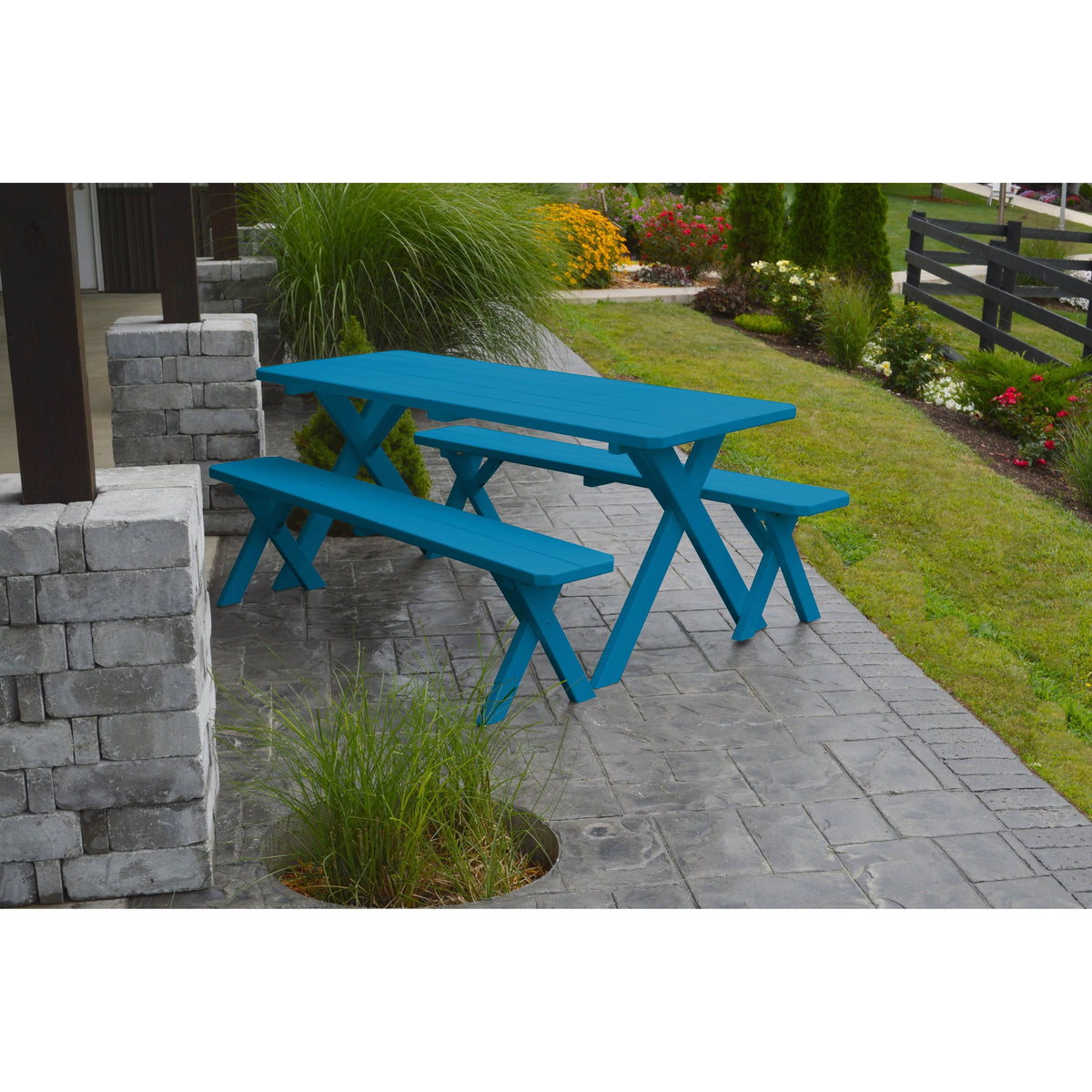 5' Cross-leg Picnic Table with 2 Benches Z927575