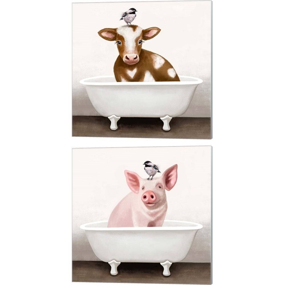 Pink 2 Piece Canvas Art Set 14 x 14 O576