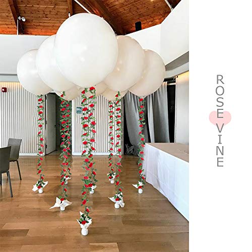 4PCS(28.8FT) Red Artificial Silk Rose Garlands Z10688