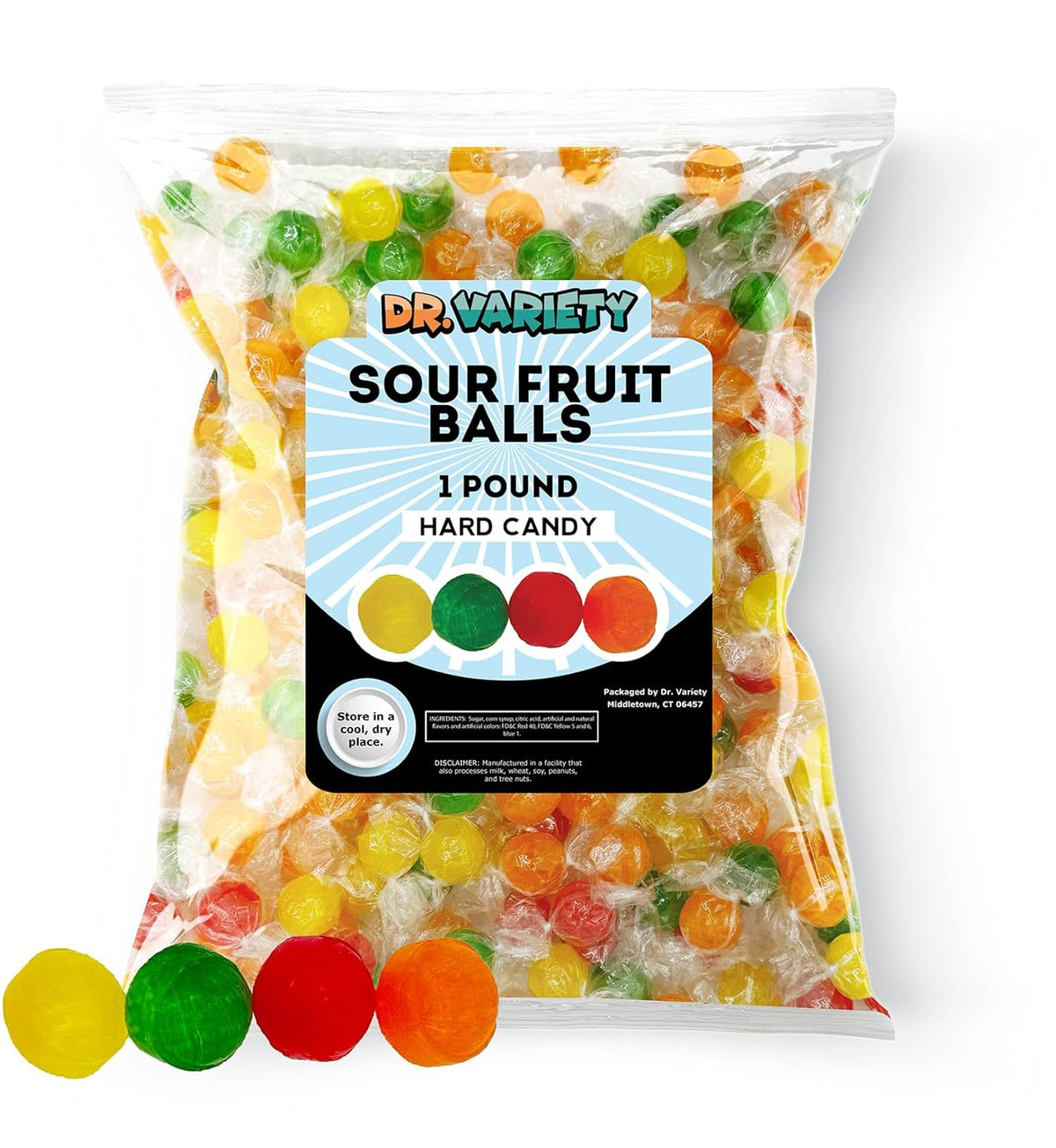 Assorted Fruit Sour Balls Hard Candy (1lb) U79108