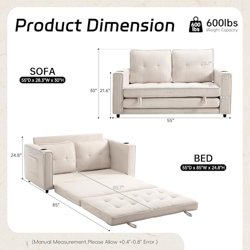 Dark Blue Convertible Sleeper Sofa A7929