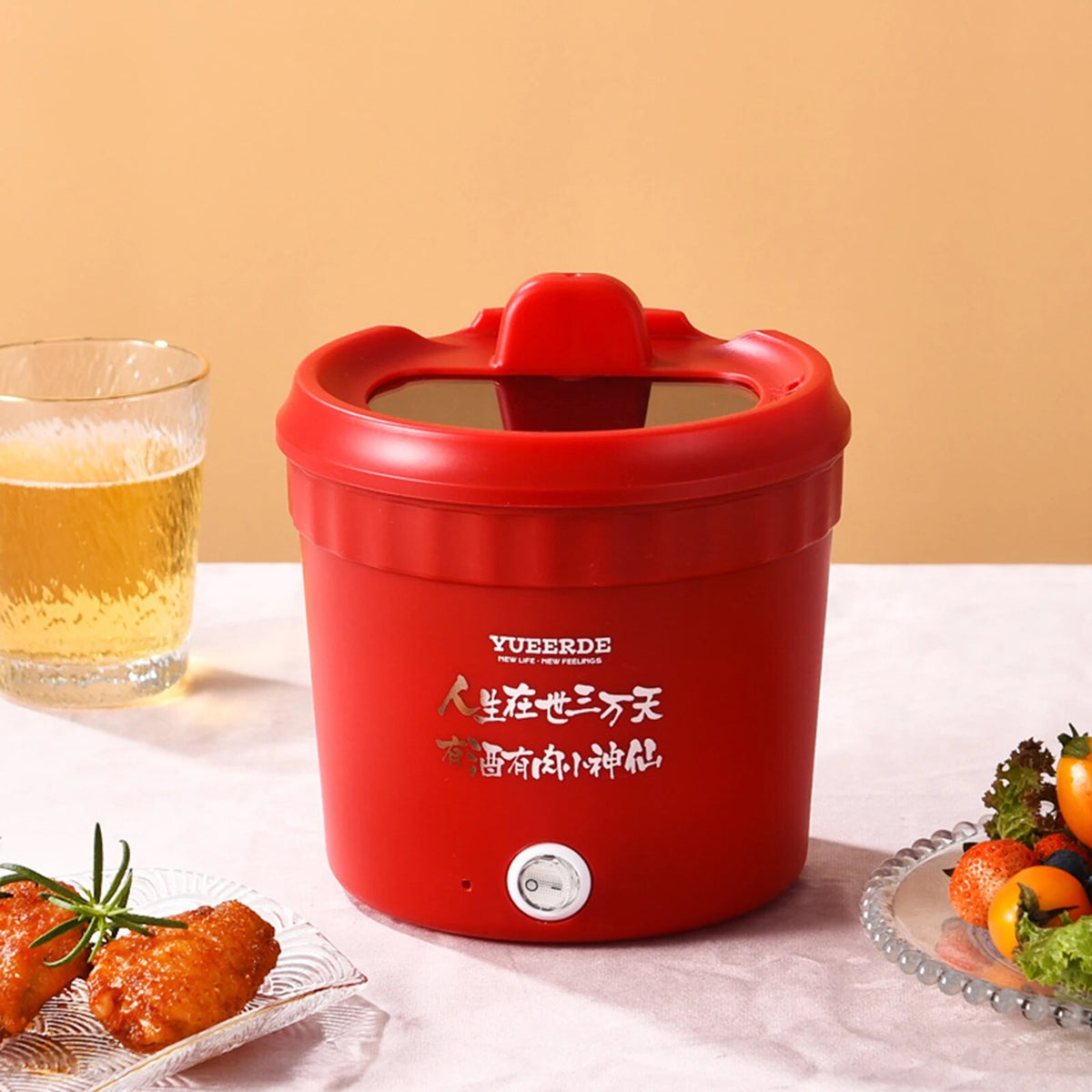 Large Purple Non-Stick Electric Cooking Pot R617