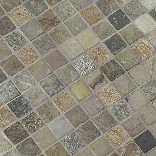 Mixed Color 12 in. x 12 in. x 10mm Tumbled Slate Mesh-Mounted Mosaic Tile (10 Sq. ft. 10 Pieces per CASE) R132