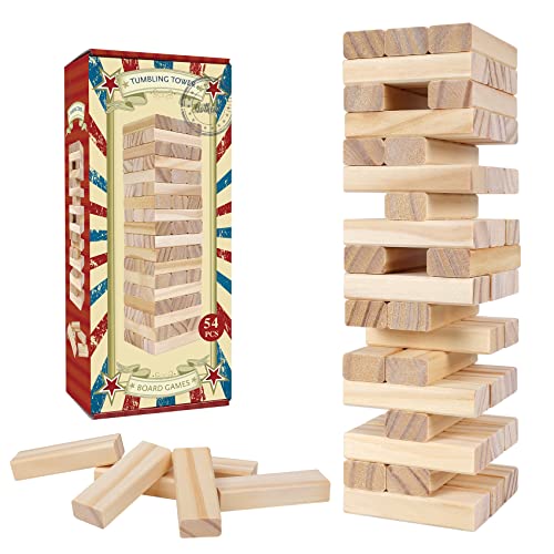54pcs Wooden Tumbling Tower Game with Carry Case E527