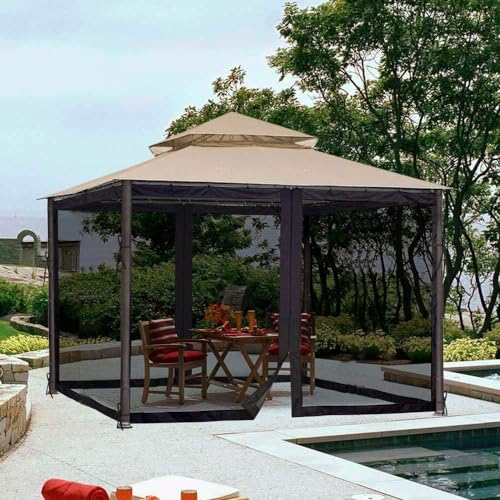 4-Panel Canopy Screen Wall with 2 Zippers (Black) Y806209