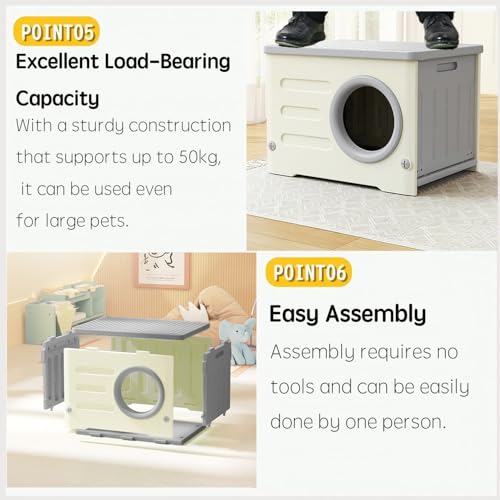 Gray Plastic Cat House with Cat Bed Mat V4766
