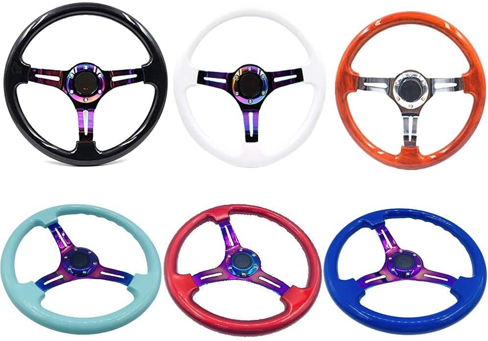 14 inch Car Racing Steering Wheel Deep Dish ABS with Horn White R243