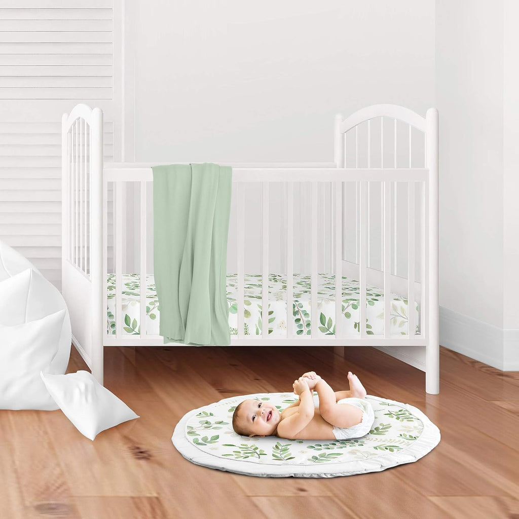 Green and White Floral Leaf Baby Playmat Pack of 2 P484672