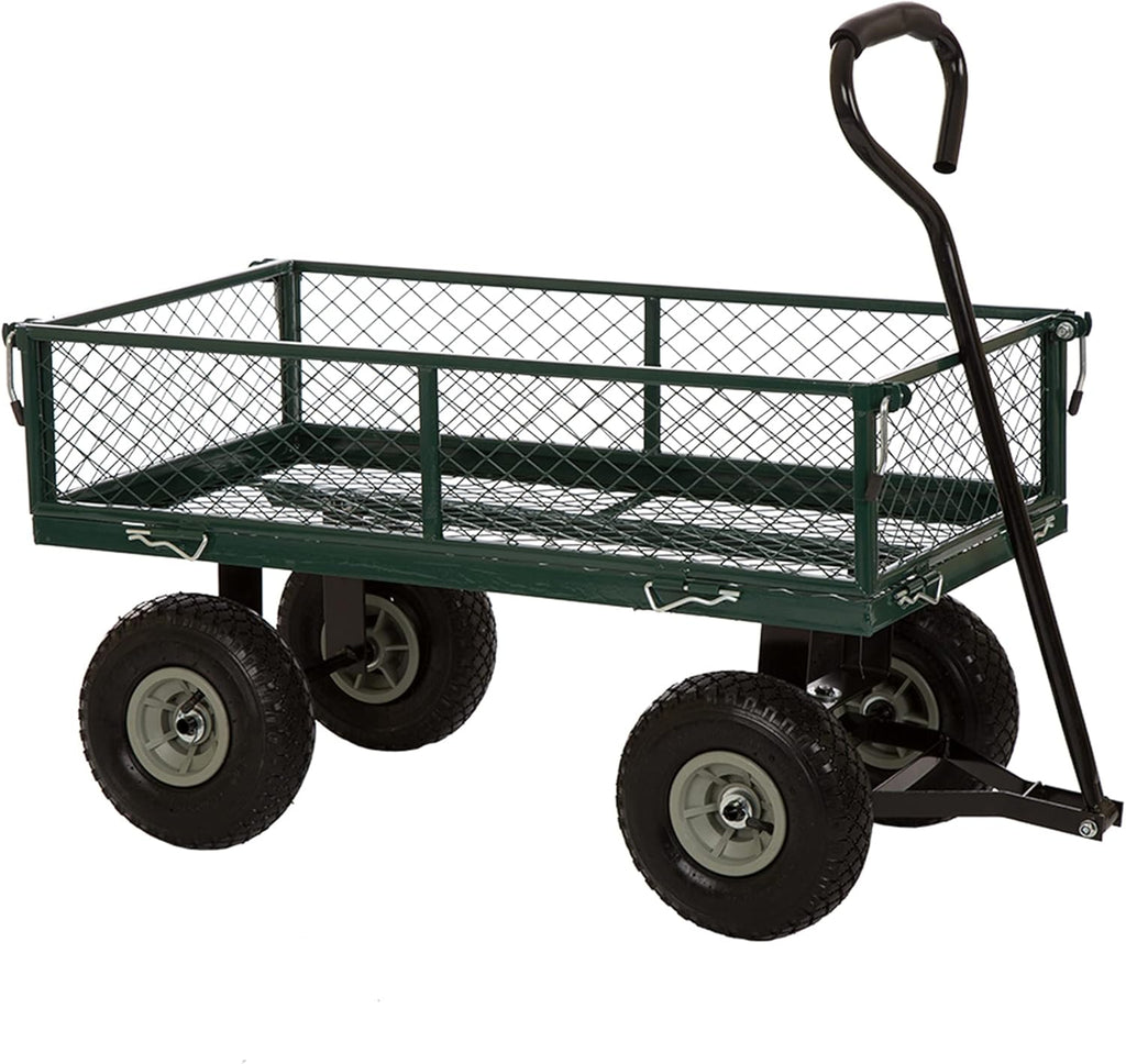 Heavy Duty Mesh Steel Garden Cart with Removable Sides, 550-lbs. Capacity, Green J70619