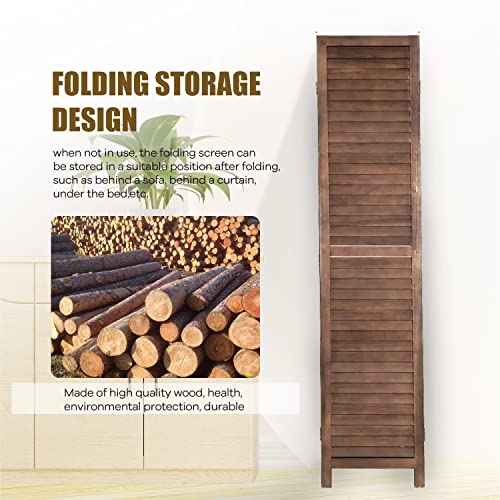 4 Panel 5.75FT Wooden Folding Room Divider W708874