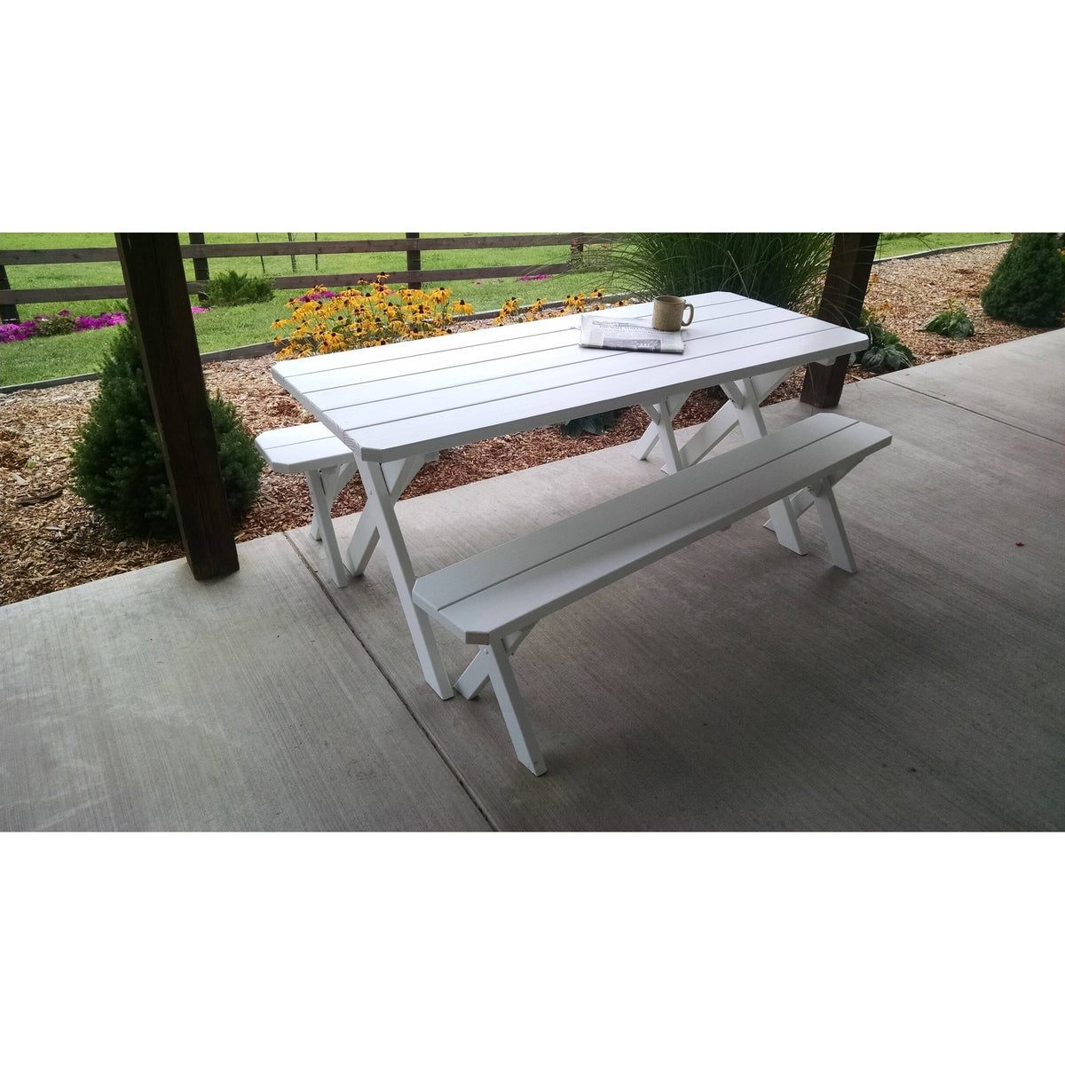 5' Cross-leg Picnic Table with 2 Benches Z927575