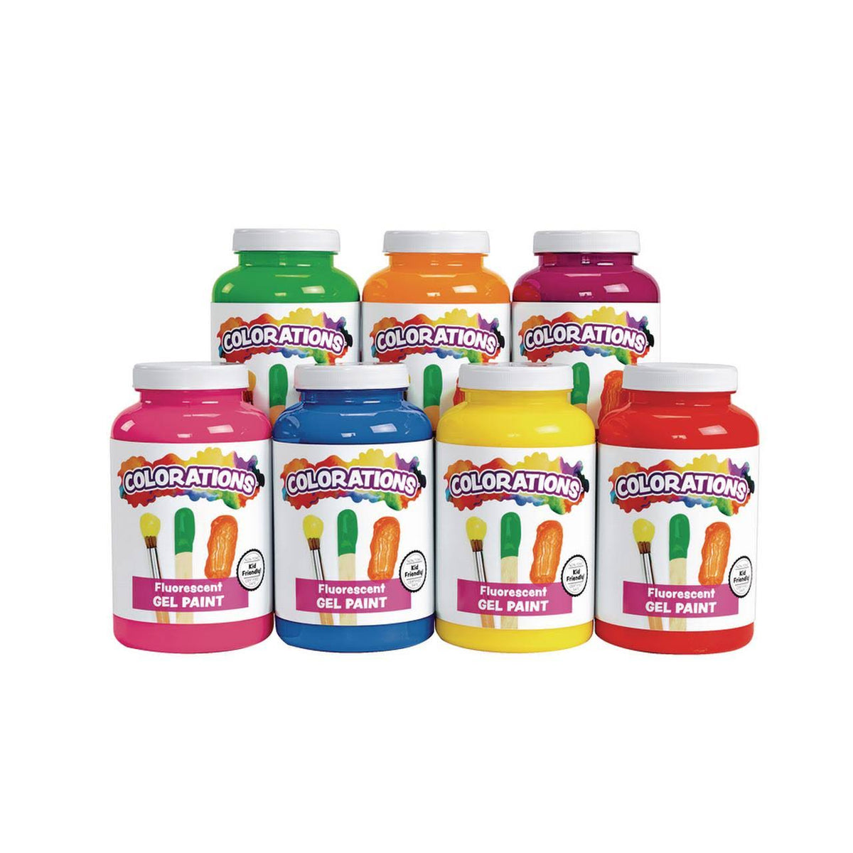 Fluorescent Gel Paints, 16 oz, Set of 7 Y795