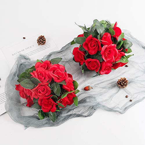 4PCS(28.8FT) Red Artificial Silk Rose Garlands Z10688