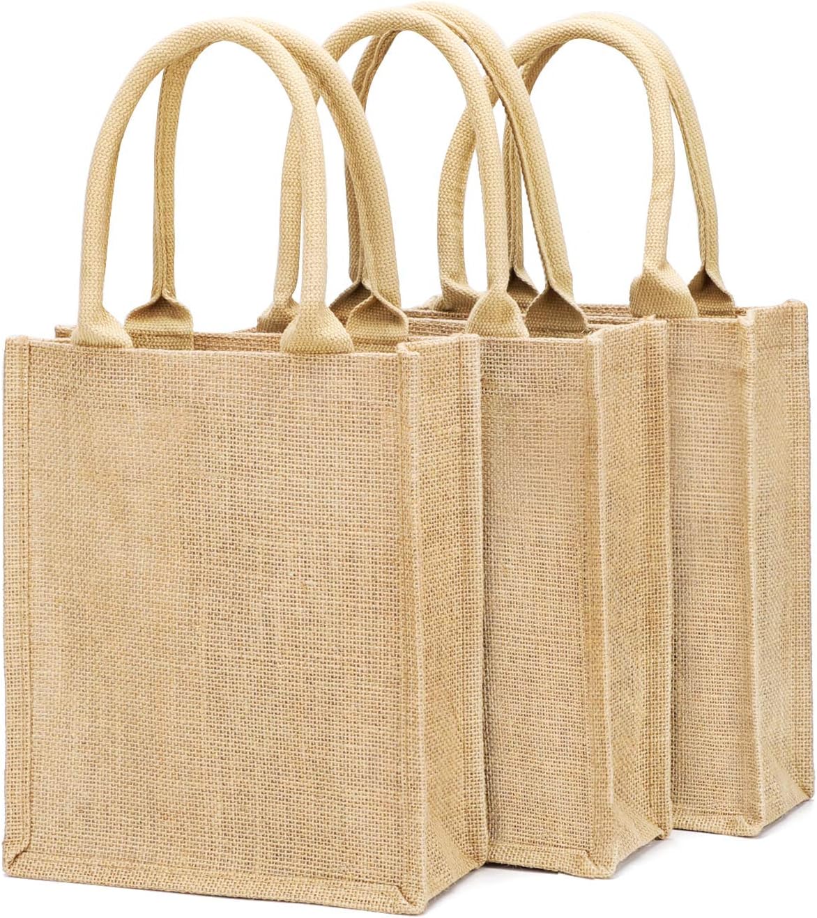 3 Pack Large Burlap Jute Canvas Tote Bags with Handles F31228