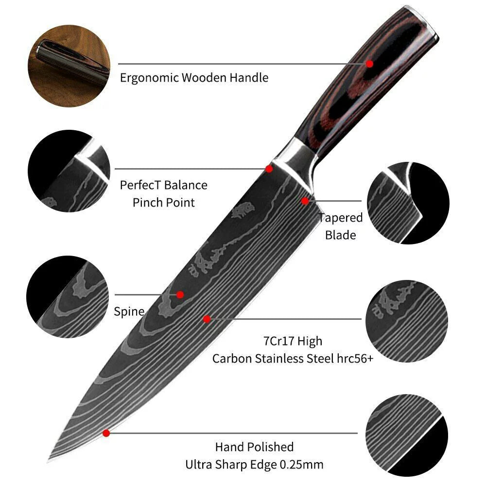 8 Pieces 3.5-8 Inch 440A Stainless Steel Kitchen Chef Knife Set A615129