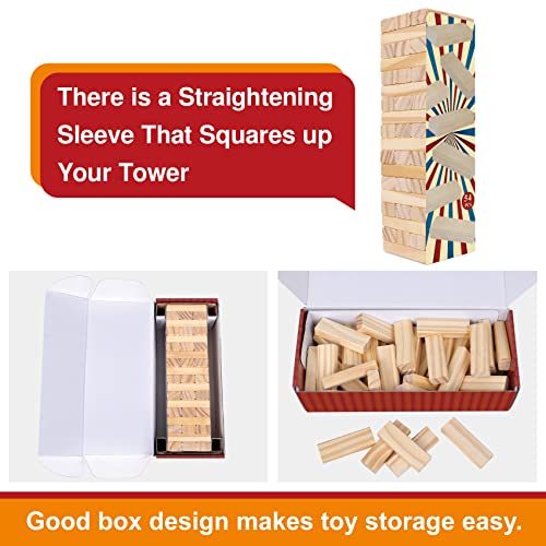 54pcs Wooden Tumbling Tower Game with Carry Case E527