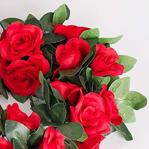 4PCS(28.8FT) Red Artificial Silk Rose Garlands Z10688