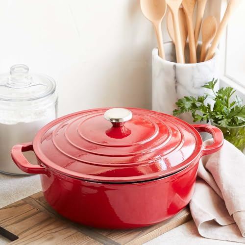 Enameled Cast Iron Round Wide Covered Dutch Oven, 7 qt, White F33344