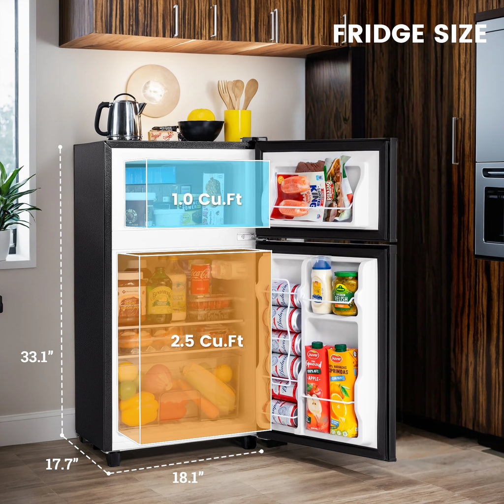 Black 3.5 Cu.Ft Mini Fridge with Freezer J29137