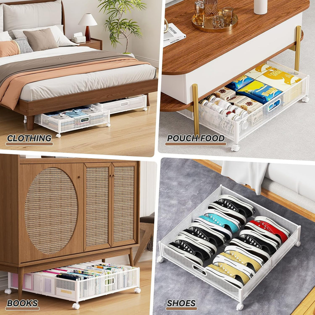 Metal Underbed Storage Containers with Wheels, 2Pack H92267