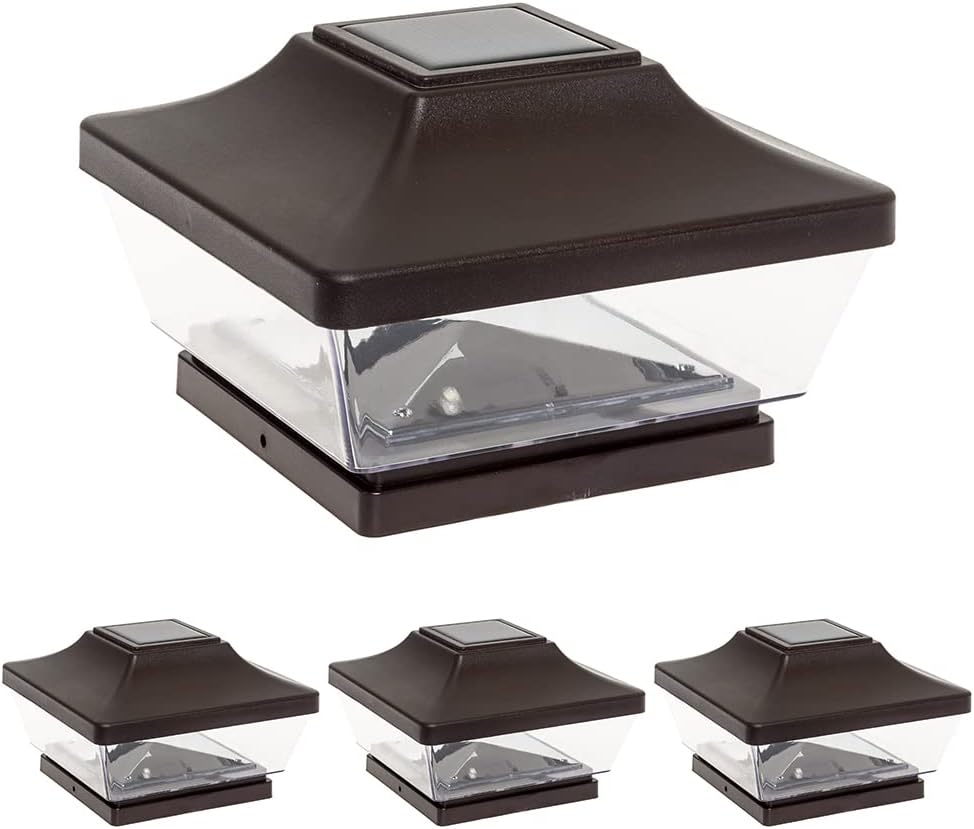 4 Pack Solar LED Post Cap Light with Post Adapter (White) U653422