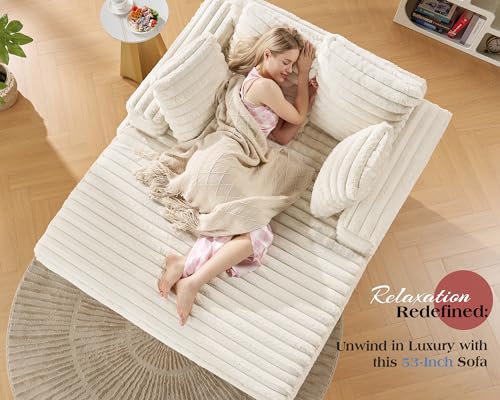 Off-White Upholstered Chaise Lounge Sofa Bed with Throw Pillows P609