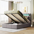 Queen Velvet Upholstered Storage Bed with LED Light S726