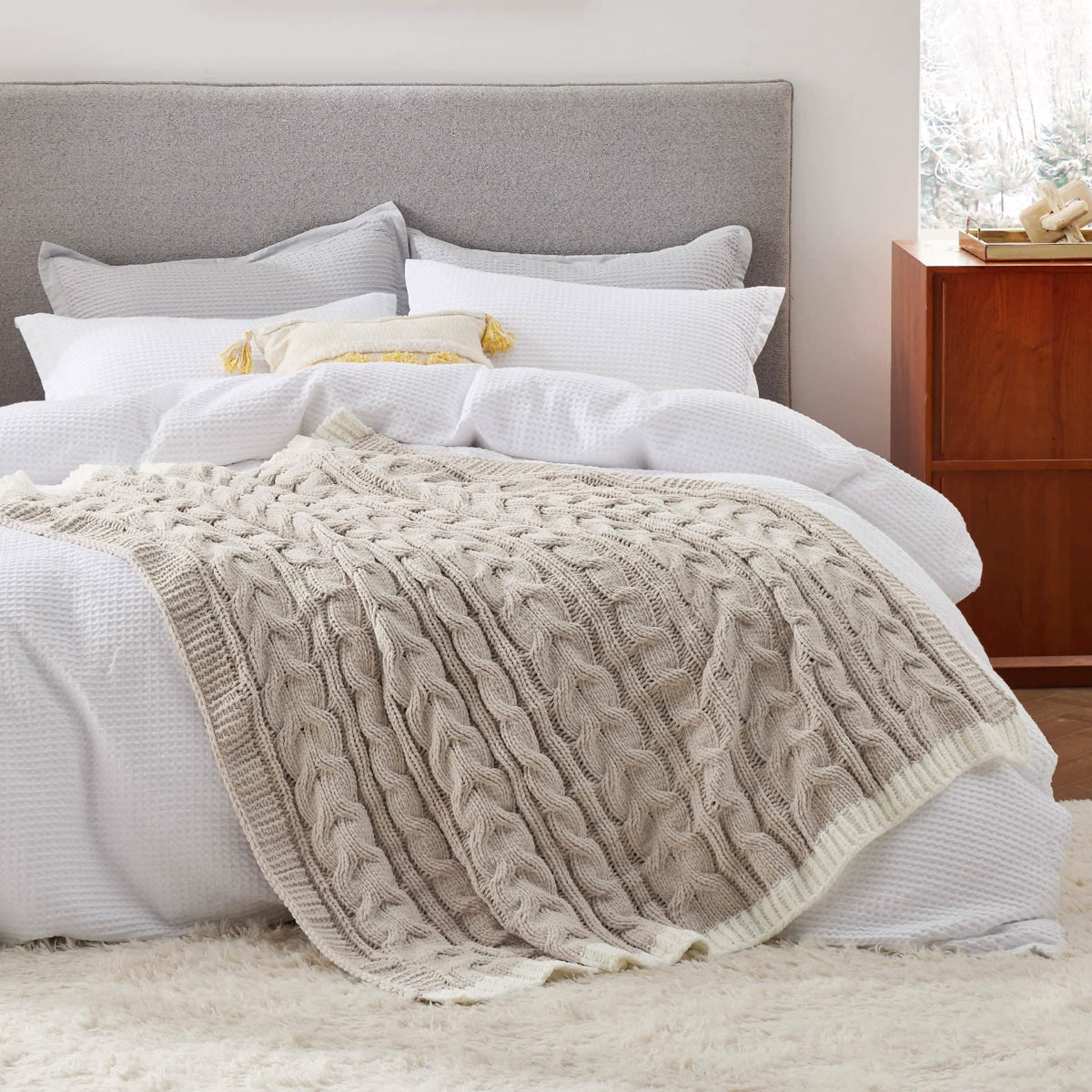 Chenille Chunky Knit Throw Blanket B556814