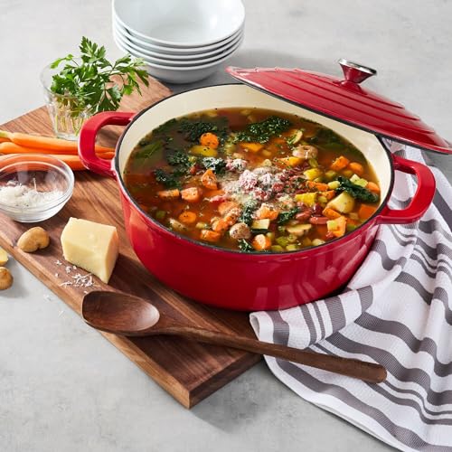 Enameled Cast Iron Round Wide Covered Dutch Oven, 7 qt, White F33344