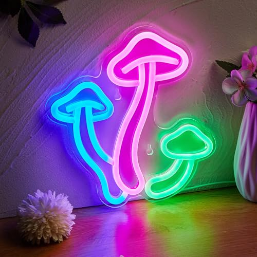 LED Neon Mushroom Cute Neon Sign USB Powered Night Light 3D Wall Art Decor Lamp C932