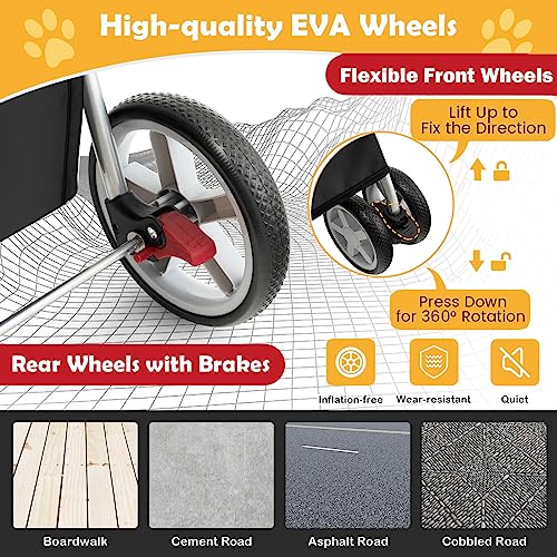 Navy Folding Pet Stroller with 4 Lockable Wheels and Removable Liner V648