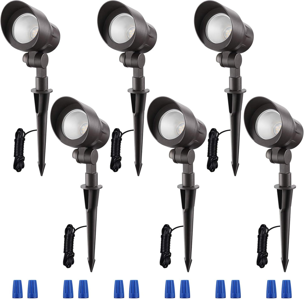 4W LED Landscape Spotlight, 12V Low Voltage, IP65 Waterproof, 4000K Cool White, Pack of 6 K82910