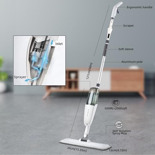 Microfiber Floor Mop with 4 Washable Pads D34240