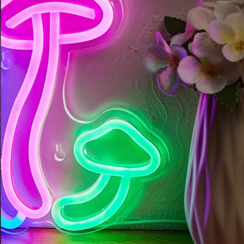 LED Neon Mushroom Cute Neon Sign USB Powered Night Light 3D Wall Art Decor Lamp C932