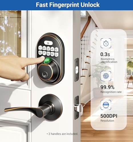Oil Rubbed Bronze Keyless Entry Door Lock with 2 Lever Handles T595767