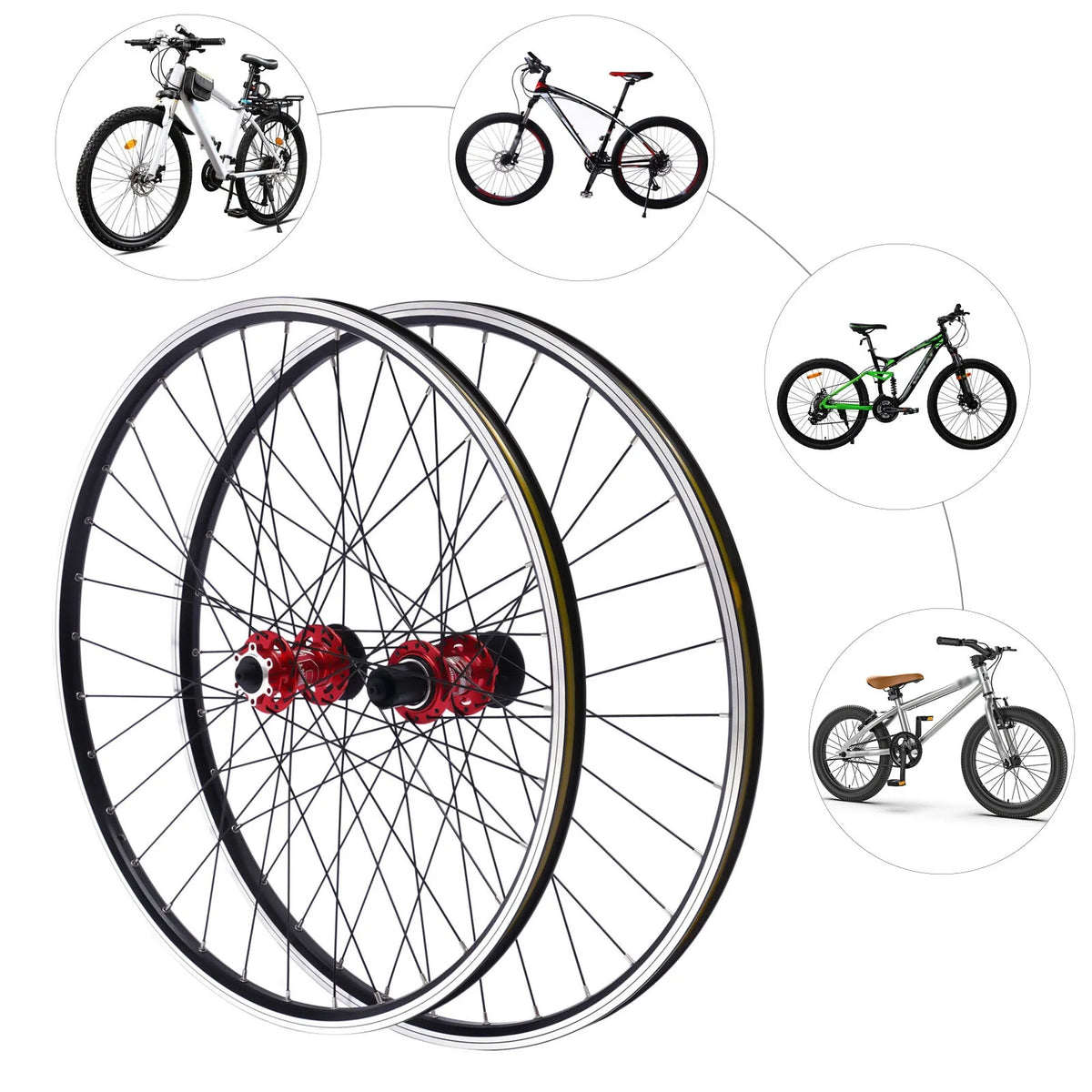 Red Hub 27.5" Aluminum Alloy Mountain Bike Wheelset L956