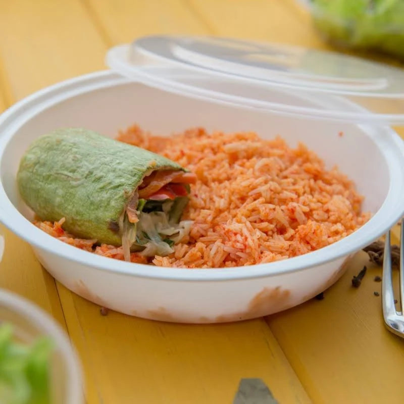 Microwavable BPA Free PP Round Take Out Food Container with Clear Plastic Lid T5291