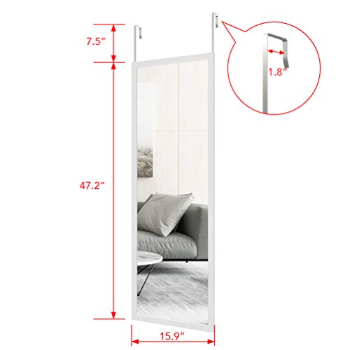 48" x 16" Full Length Metal Frame Mirror, 2 Pcs Door Hanging Mirror K7724