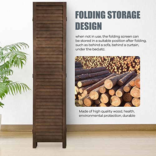 4 Panel 5.75FT Wooden Folding Room Divider W708874